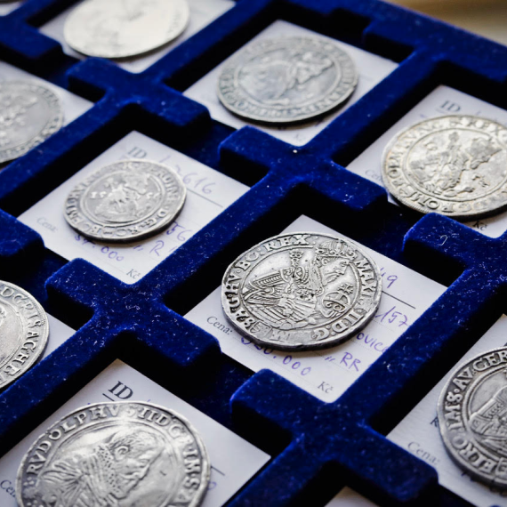 Coins prepared for expert auction cataloguing