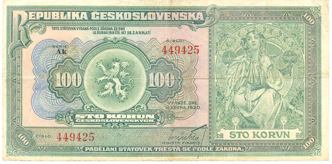 100 Koruna 1920 Ak - front