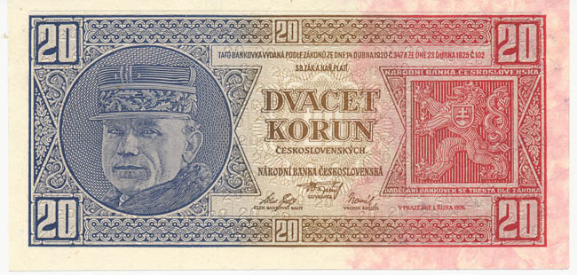 20 Koruna 1926 Jg - front