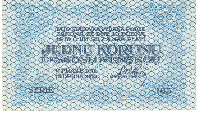 1 Koruna 1919 s. 135 - front