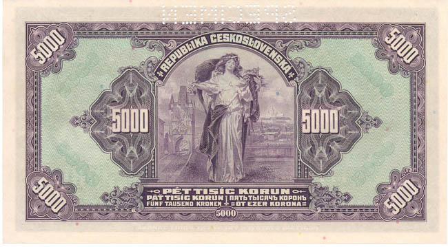 5000 Koruna 1920/1943 B (perforated) - back