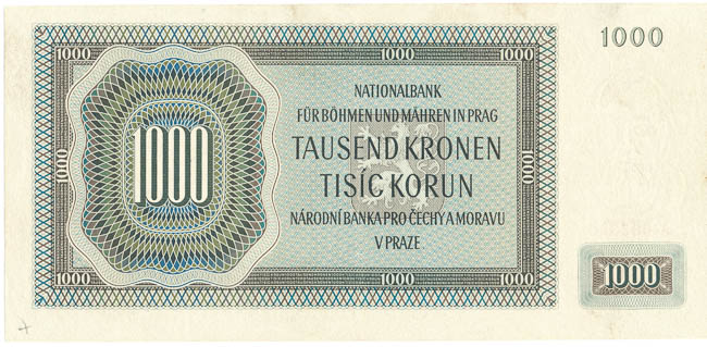 1000 Koruna 1942 A - back
