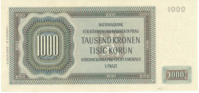 1000 Koruna 1942 Ba - back