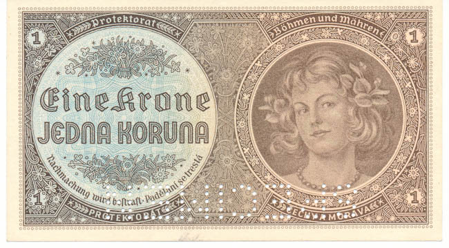 Koruna 1940 H 039 (perforated) - front