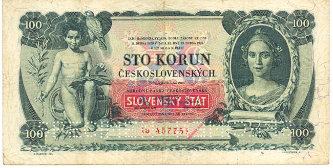 100 Koruna 1931/1939 Ia (overprint) - front