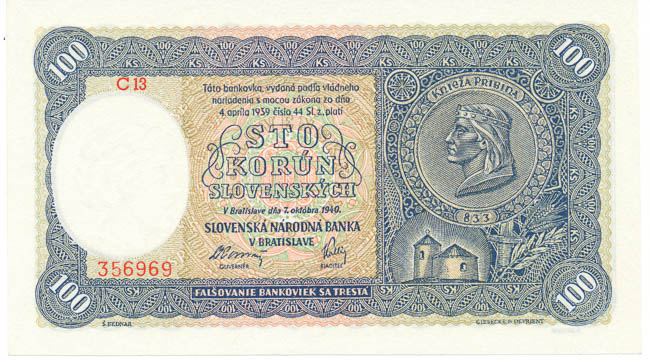 100 Koruna 1940 C 13 - front