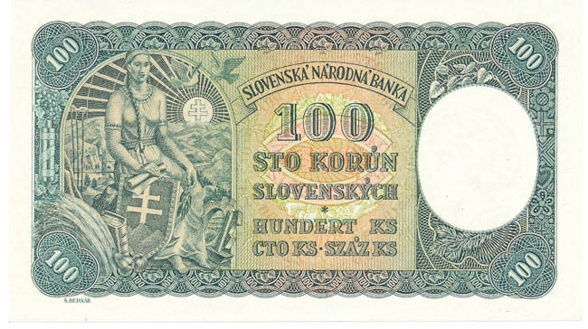 100 Koruna 1940 C 13 - back