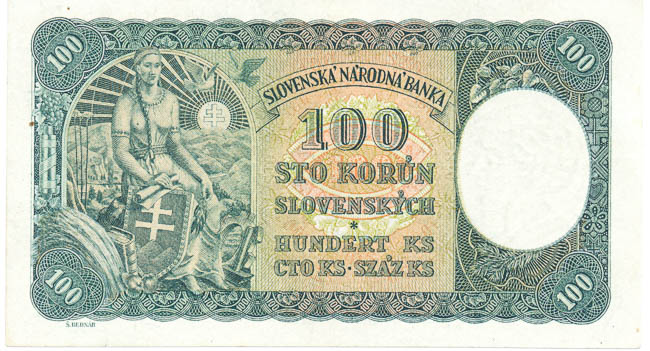 100 Koruna 1940 F 10 - back