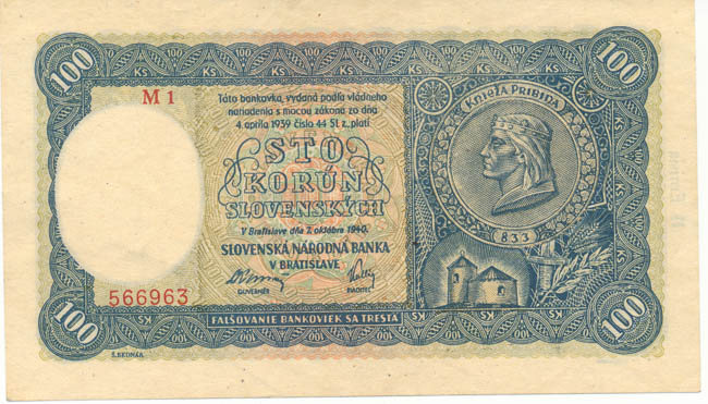 100 Koruna 1940 M 1 - front