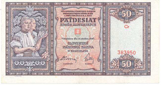 50 Koruna 1940 Cr - front