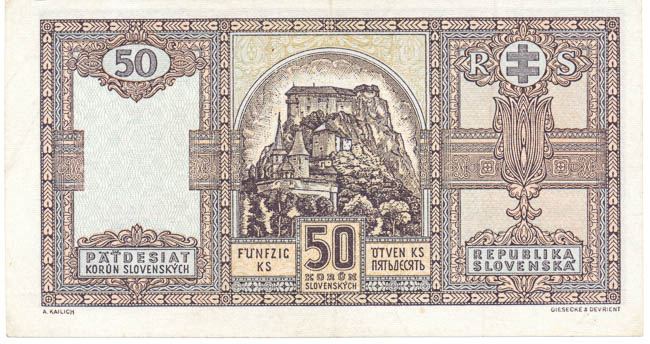 50 Koruna 1940 Cr - back