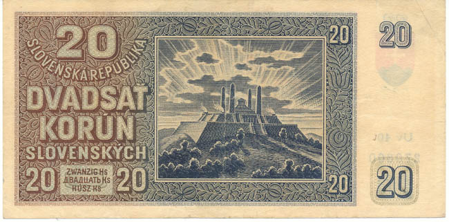 20 Koruna 1939 Uv 40 - back