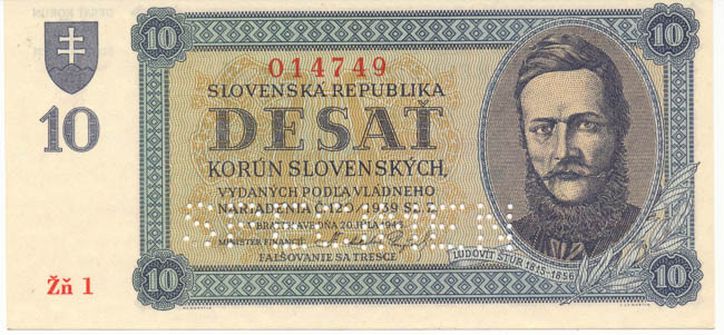 10 Koruna 1943 Žň 1 (perforated) - front