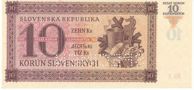 10 Koruna 1943 Žň 1 (perforated) - back