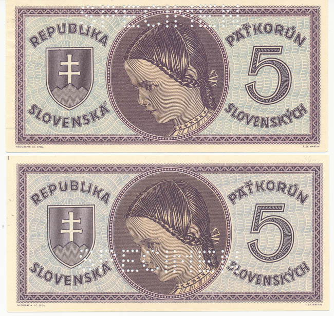 Lot 5 Koruna 1945 (2 pcs) - front