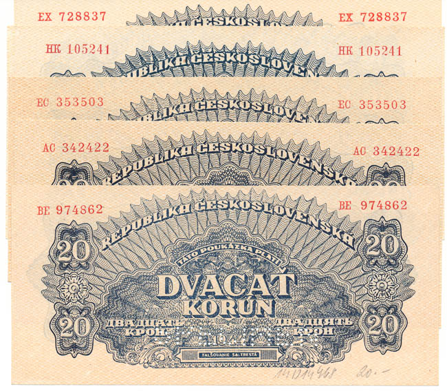 Lot 20 Koruna 1944 (5 pcs) - front