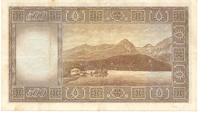 500 Koruna 1946 CH - back