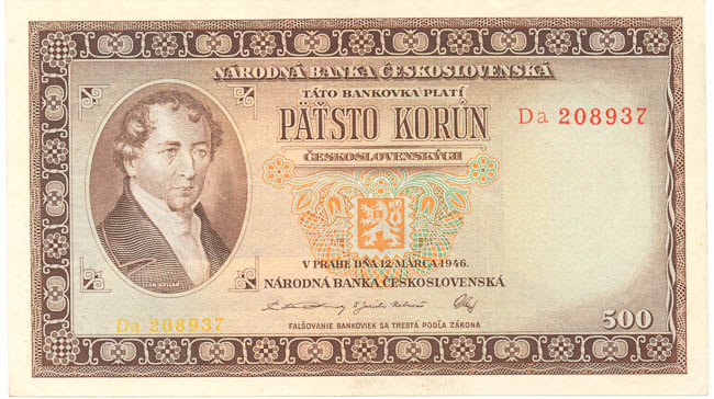 500 Koruna 1946 Da - front
