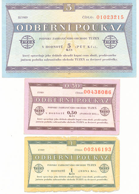 Lot of Tuzex vouchers (3 pcs) - front