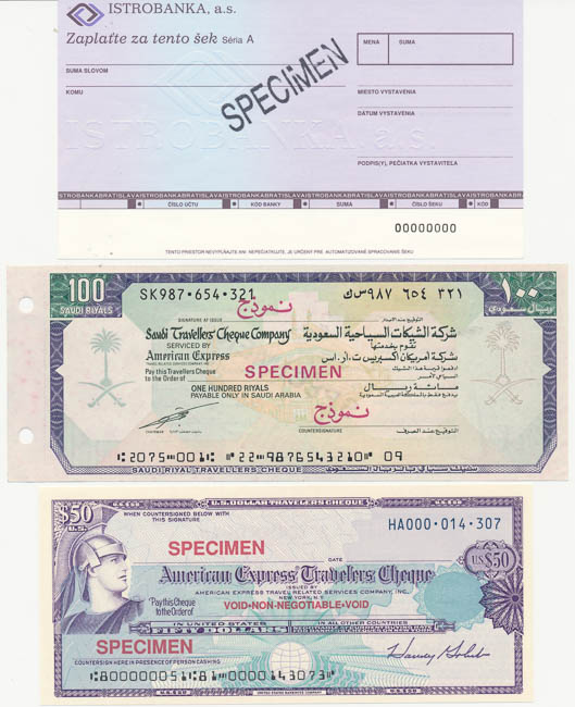 Album of travel and bank cheques (42 pcs) - front