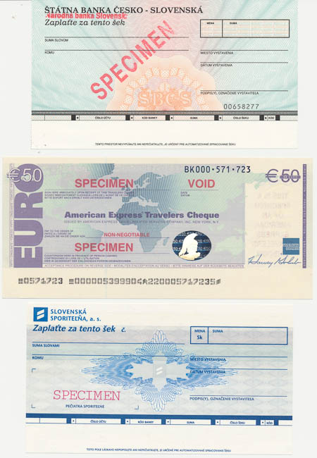 Album of travel and bank cheques (42 pcs) - back