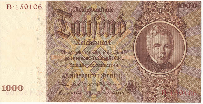 1000 Reichsmark 1936 B - front