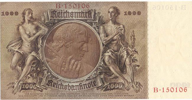 1000 Reichsmark 1936 B - back