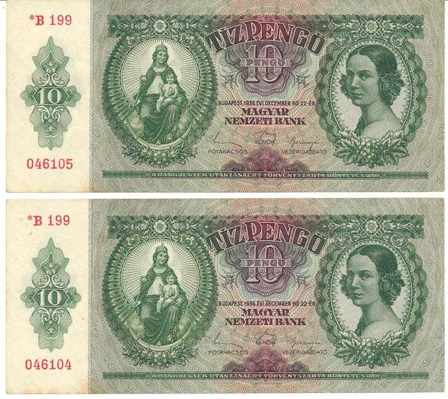 Lot 10 Pengö 1936 (2 pcs) - front