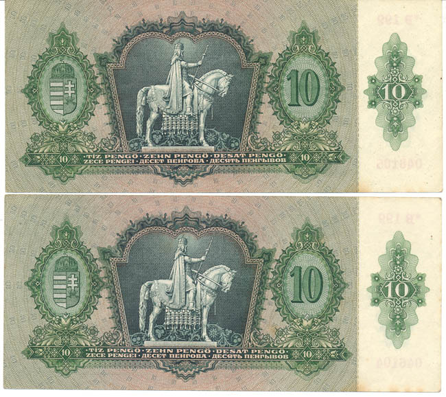 Lot 10 Pengö 1936 (2 pcs) - back
