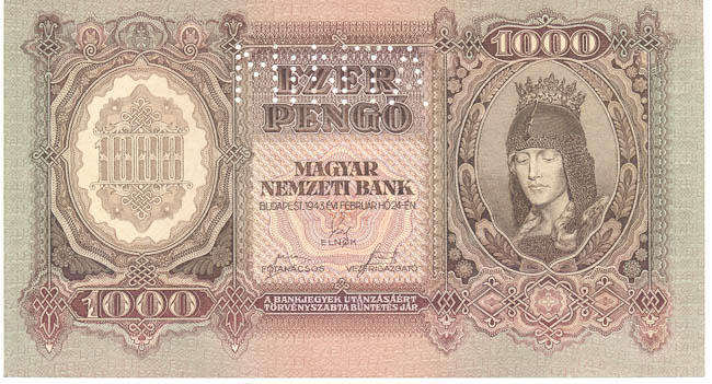 1000 Pengö 1943 F 080 - front