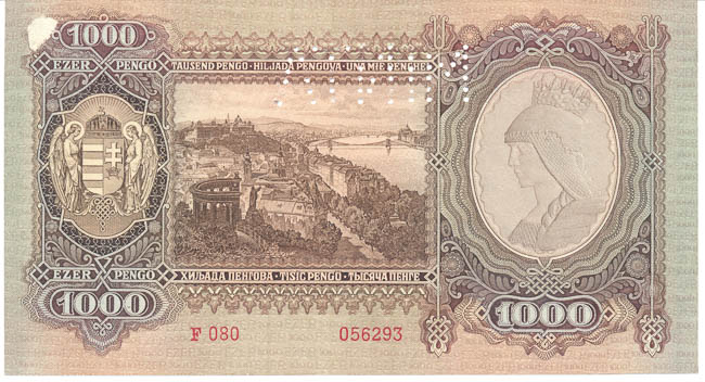 1000 Pengö 1943 F 080 - back