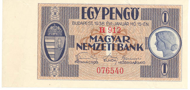 1 Pengö 1938 H 912 - front