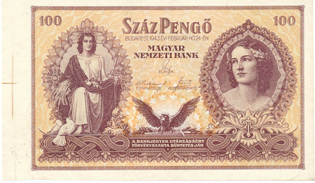100 Pengö 1943 - front