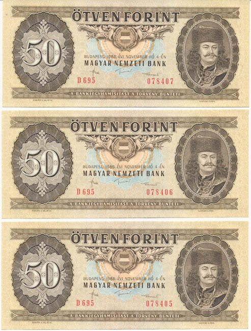 Lot 50 Forint (7 pcs) - back