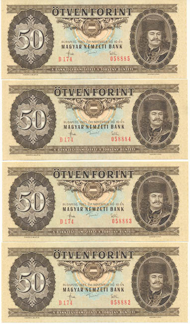 Lot 50 Forint 1983 (consecutive 7 pcs) - front