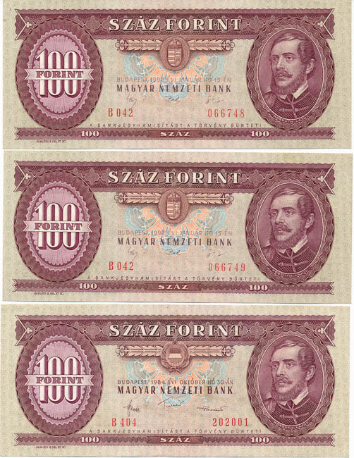 Lot 100 Forint (6 pcs) - front