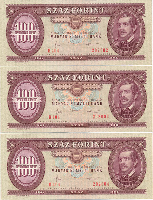 Lot 100 Forint (6 pcs) - back
