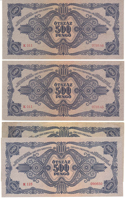 Lot 500 Pengö (4 pcs) - back