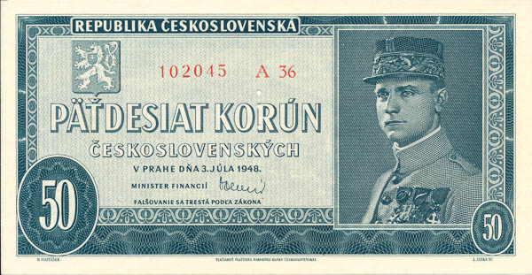 50 Koruna 1948 A 36 (perforated) - front