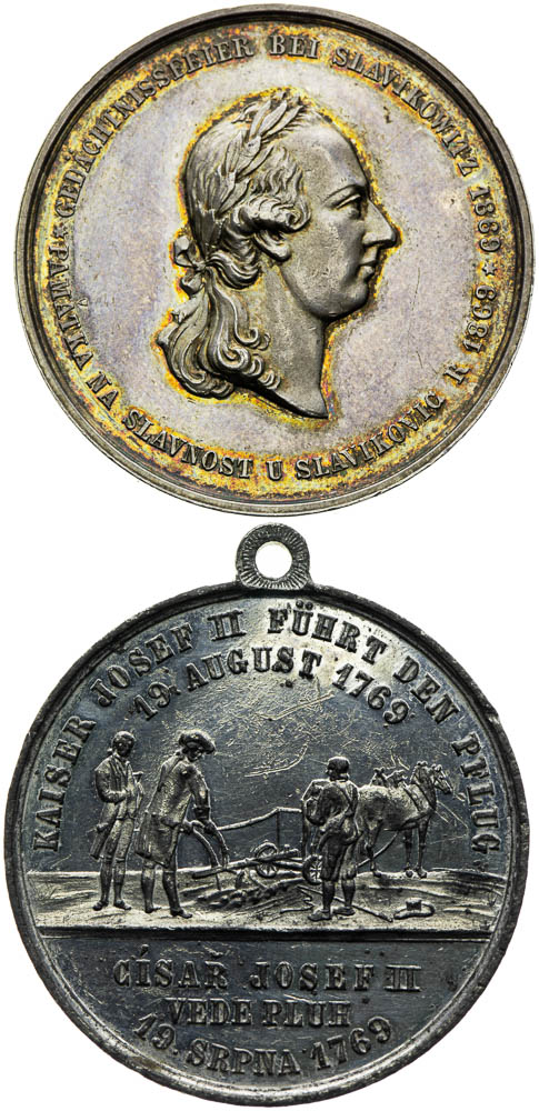 Stříbrná a cínová medaile 1869 (2 ks) - avers