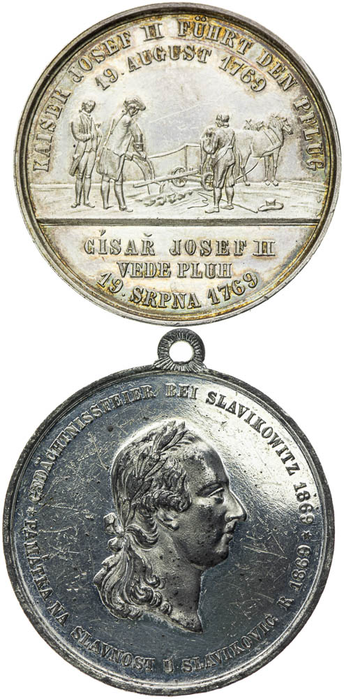 Stříbrná a cínová medaile 1869 (2 ks) - revers