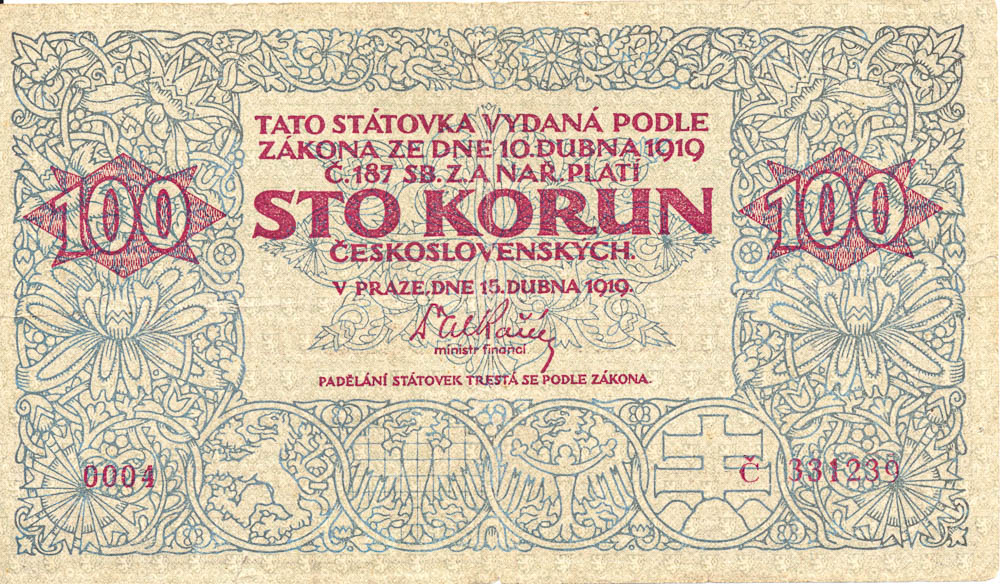 100 Kč 1919 - avers