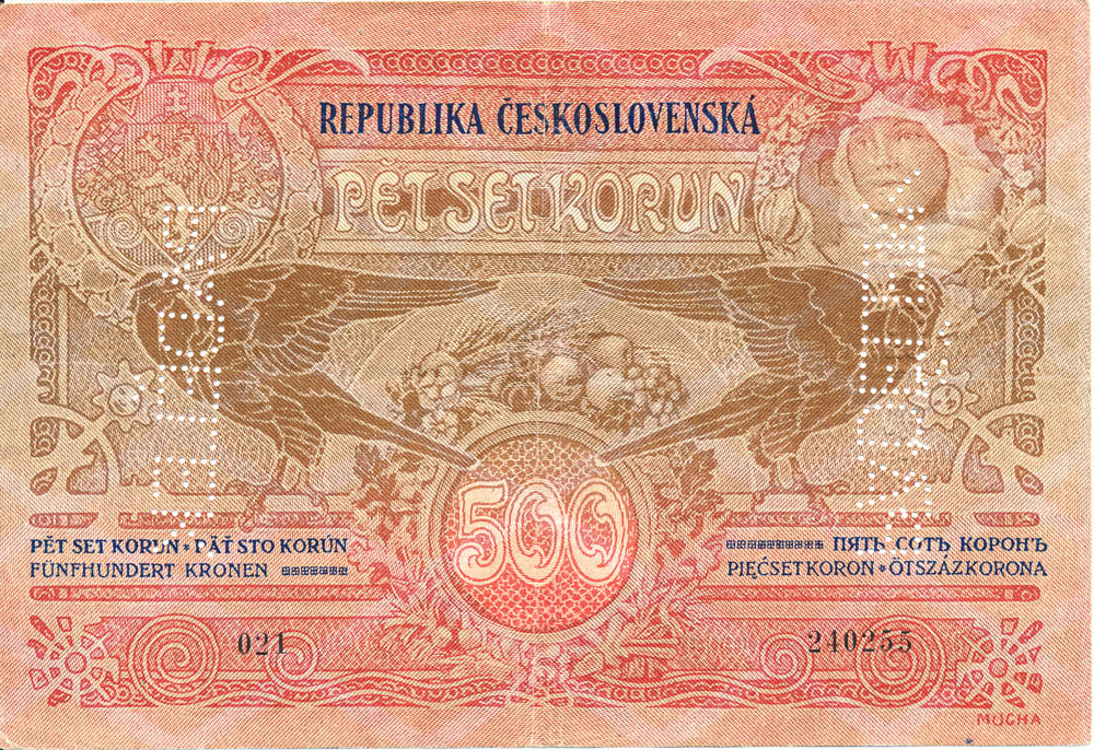 500 Kč 1919 (dobový padělek Mészáros) - avers