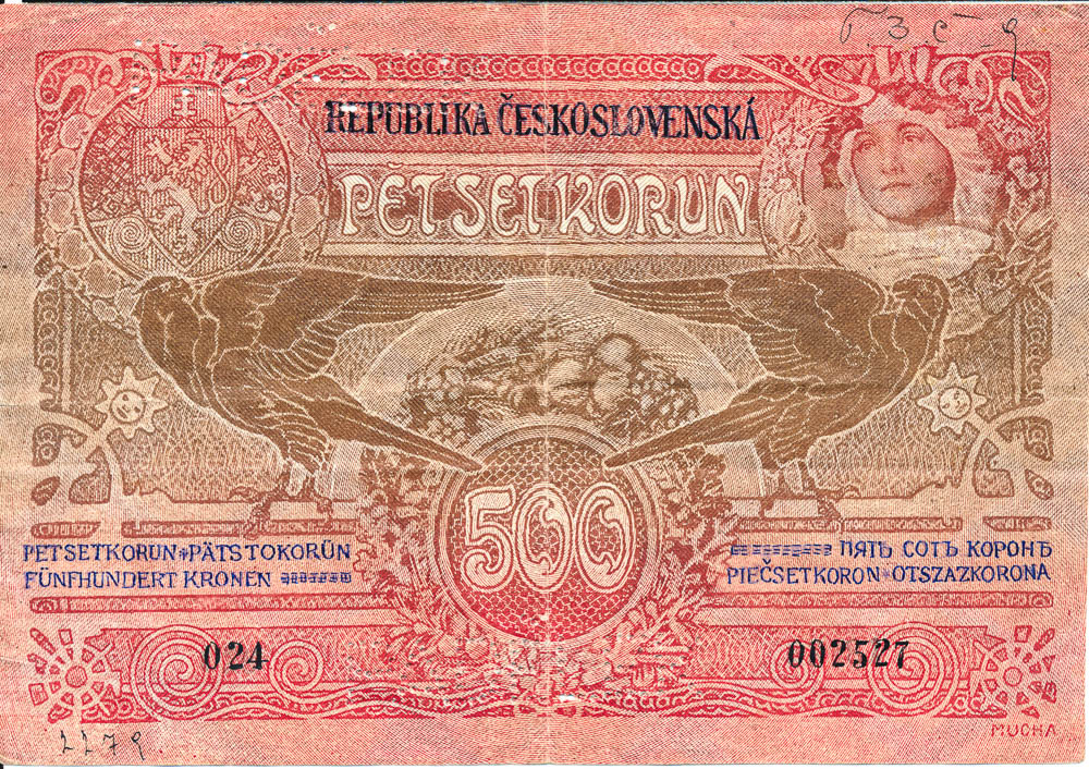 500 Kč 1919 (dobový padělek Mészáros) - avers