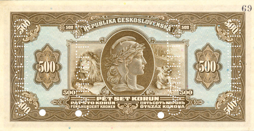 500 Kč 1923 (anulát) - revers