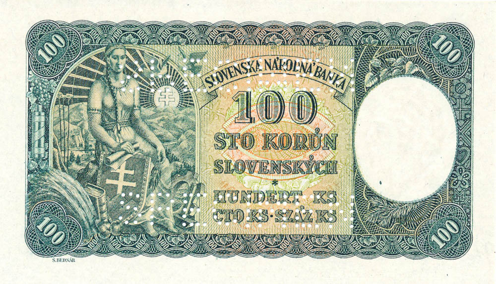 100 Ks 1940 (bankovní vzor) - revers