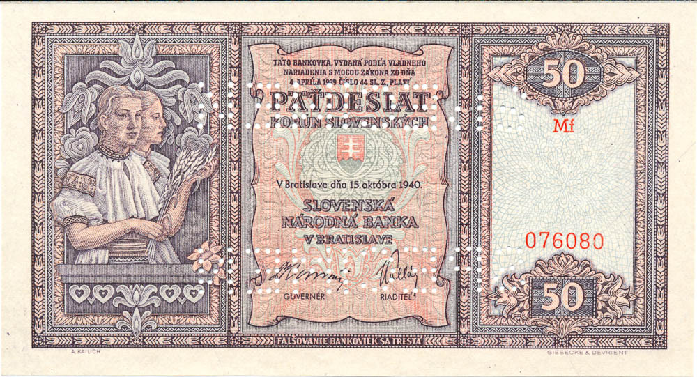 50 Ks 1940 (bankovní vzor) - avers