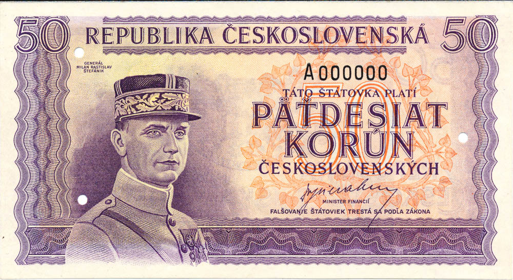 50 Kčs 1945 (anulát) - avers