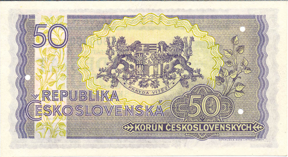50 Kčs 1945 (anulát) - revers