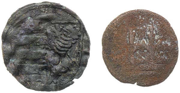 Peníz s uherským znakem, Matyáš Korvín; haléř Zhořelec - avers